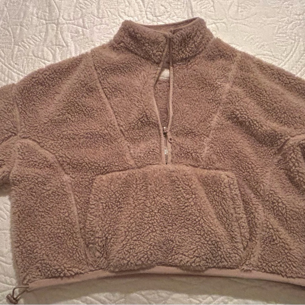 Aeropostale Tan Fleece Cropped Quarter-zip/pullover